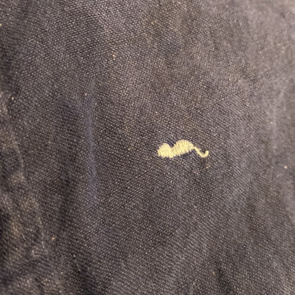 Michael Kors Navy Linen Short Sleeve Embroidered Shirt - Picture 5 of 7